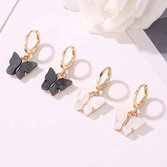 BUTTERFLY New Dainty Drop Pendant Huggie Style Pirced Ear Earrings - Picture 10 of 13